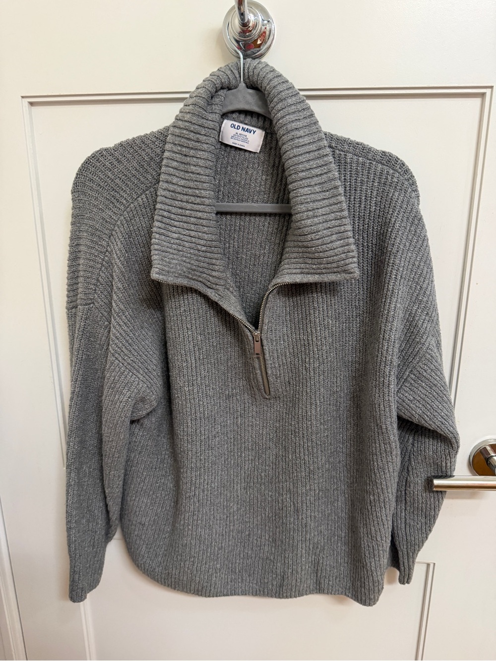Old Navy Gray Ribbed Half-Zip Collar Sweater
